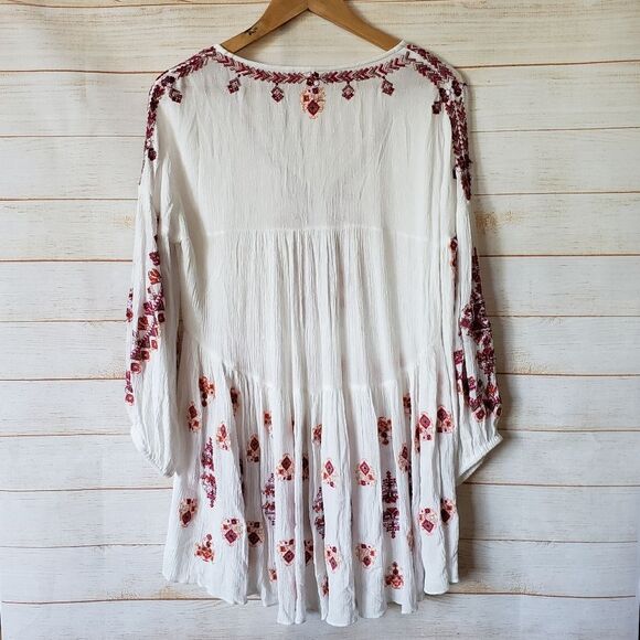 Free People Ariana Embroidered Oversized Tunic Blouse Top Women's Size Small - Picture 11 of 14